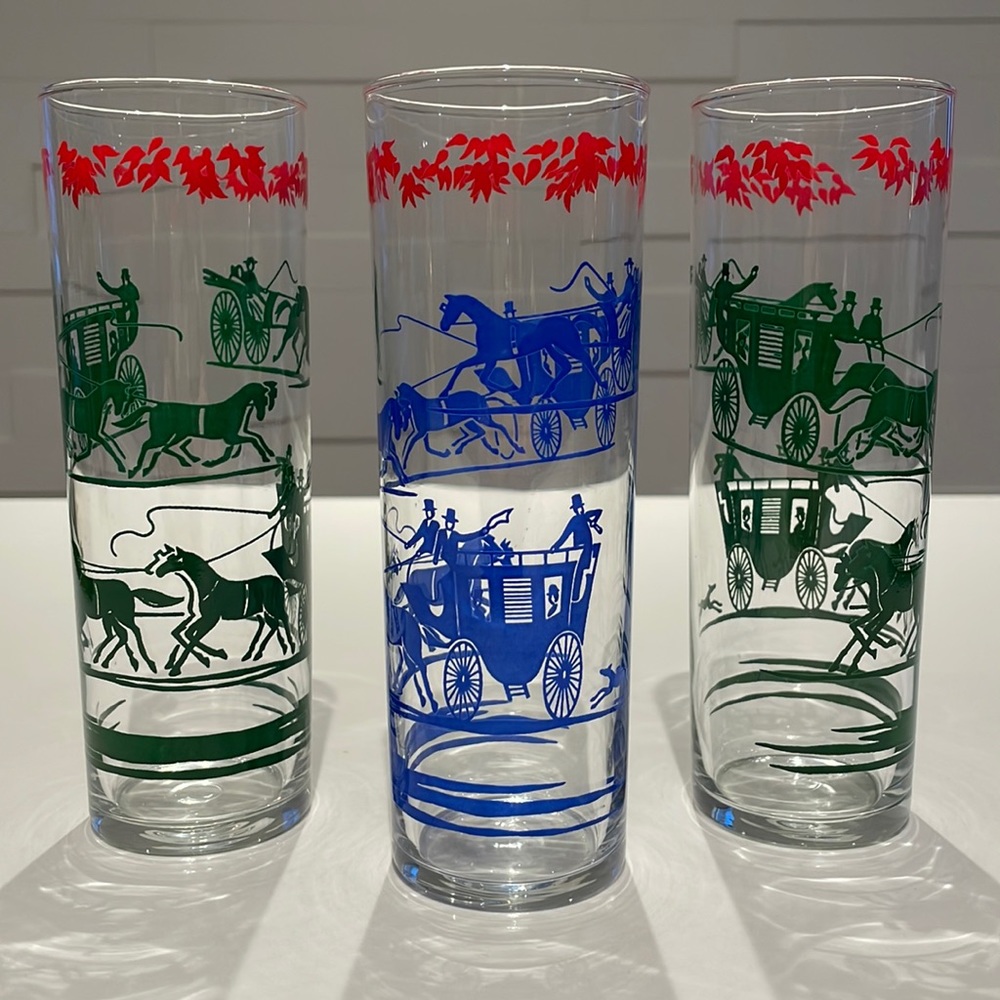 Vintage 1950s MCM Libbey Tom Collins Hi-Ball Glasses, Set of 3 Highballs